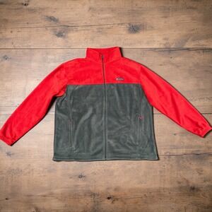 Columbia Mens 3XT Red Gray Colorblock Full Zip Fleece Jacket Mock Neck Tall